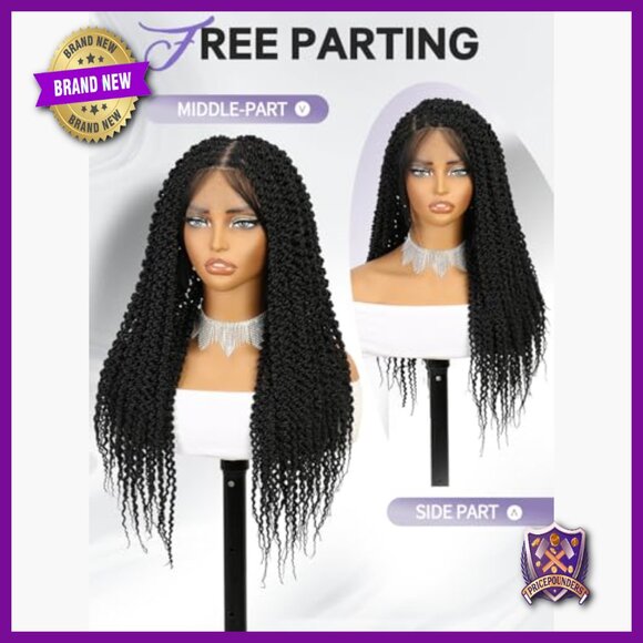Full Double Lace Braided Wig Pre Plucked Senegalese Twist Curly main image 4